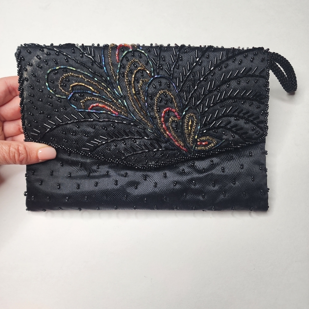 La Regale Beaded Black Purse Crossbody or Clutch
